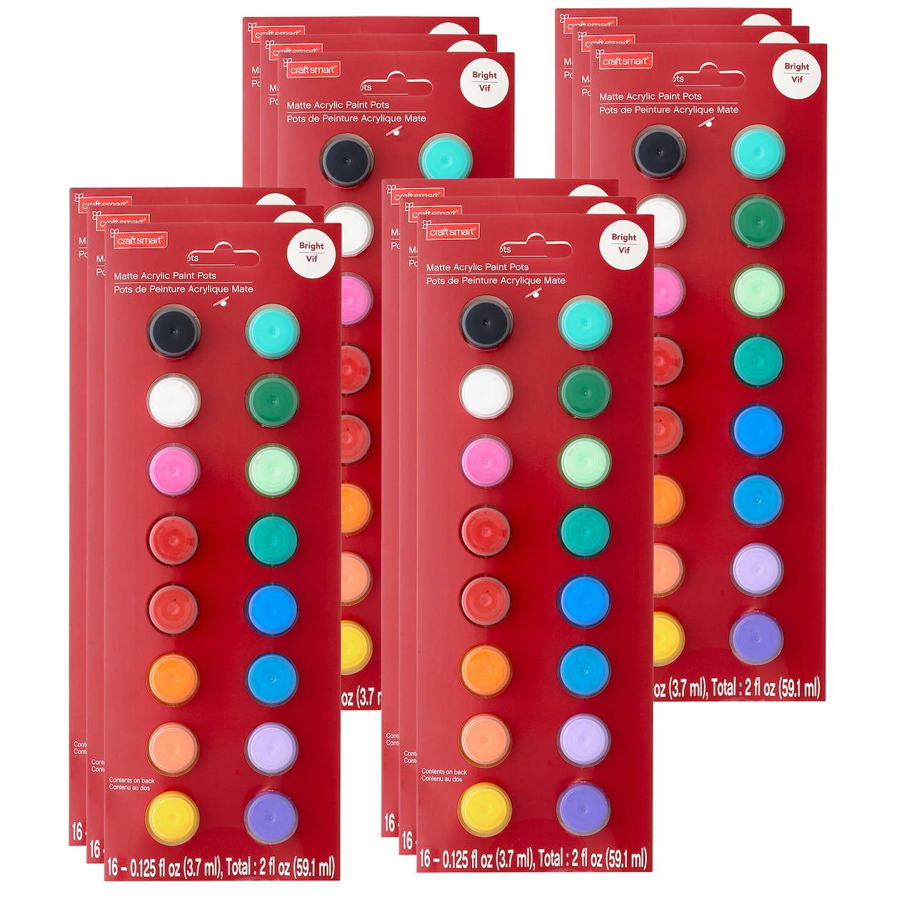 12 Pack: Bright Acrylic Paint Pot Set by Craft Smart&#xAE;